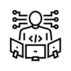 technical expert line icon vector. technical expert sign. isolated contour symbol black illustration