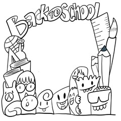 Back to school themes Standing in front of the board background,monster, illustration