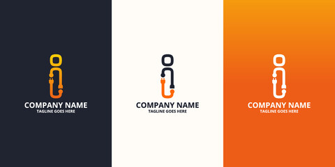 Electric initial letter I Logo Icon Template. Illustration vector graphic. Design concept Electrical plug  With letter symbol. Perfect for corporate, more technology brand identity