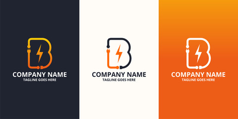 Electric initial letter B Logo Icon Template. Illustration vector graphic. Design concept Electrical plug  With letter symbol. Perfect for corporate, more technology brand identity © aqilah