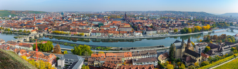 Fototapeta na wymiar panoramic medieval old town Wurzburg in Germany