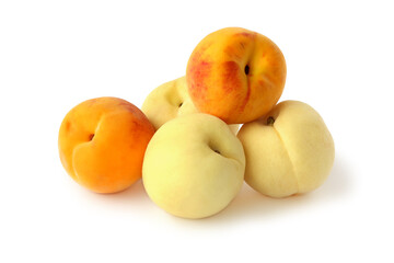Naklejka na ściany i meble Tasty peaches isolated on white