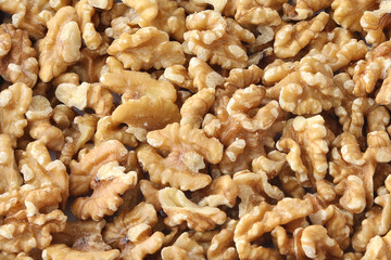 Walnuts as full frame. Background.