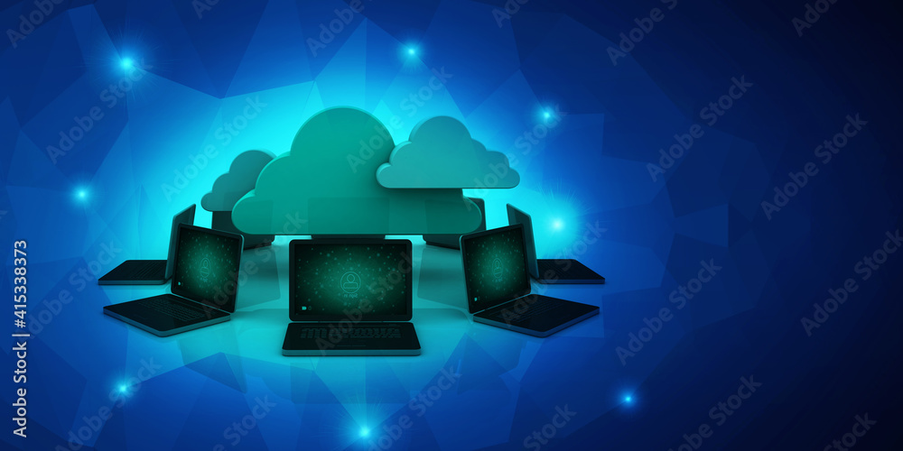Poster 3d rendering technology cloud computing