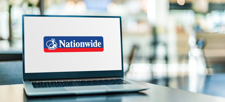 Laptop Computer Displaying Logo Of Nationwide Building Society