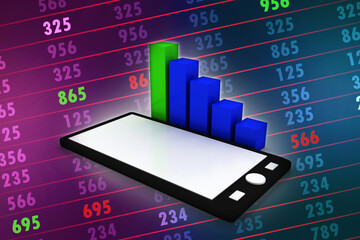 3d rendering Stock market online business concept. business Graph on mobile