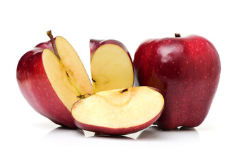 half red apples isolated on white background