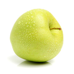 Green apple on white background
