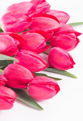 Pink tulips bouquet isolated on white background.
