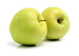 Green apple on white background