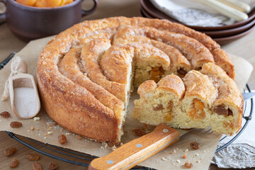 Aprikosen-Rosinen-Schnecke mit Zucker-Zimtkruste