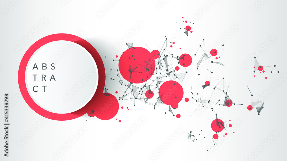 Wall mural abstract mesh background with circles, lines and shapes | technology vector background | eps10 desig