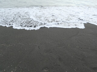 white bear waves and black sand beach design for freedom concept