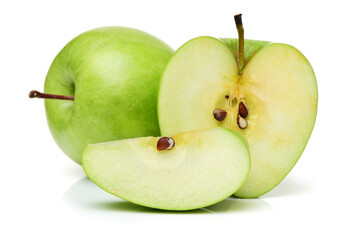half green apple on white background