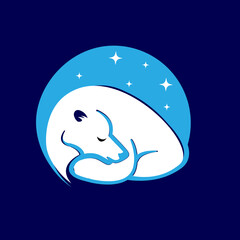star in the night sky sleeping bear logo design vector illustration
