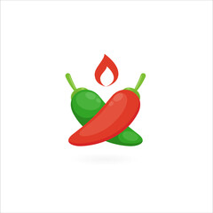 The Red and Green Chilli. Isolated Vector Illustration