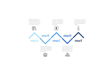 Vector modern infographic data design template. Vector illustration with 5 steps and icons. Can be used for workflow layout, diagram, annual report, web design.