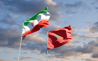 Flags of Morocco and Iran.