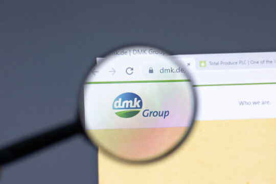 New York, USA - 15 February 2021: DMK Deutsches Milchkontor website in browser with company logo, Illustrative Editorial.