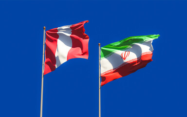 Flags of Peru and Iran.