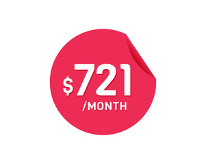 $721 Dollar Month. 721 USD Monthly sticker