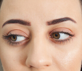 Naklejka premium Beautiful green eyes of a caucasian woman.