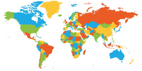 Blank colorful map of World