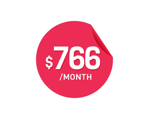 $766 Dollar Month. 766 USD Monthly sticker