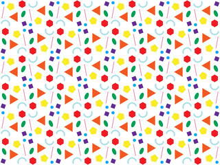 Geometric of pattern. Design multi shape colors on white background. Design print for illustration, texture, textile, wallpaper, background. 