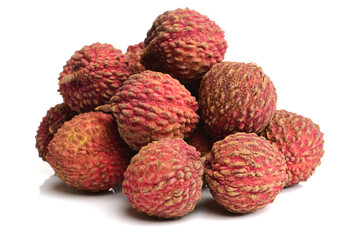 Lychee fruit. Fresh lychees fruit in isolated on white background 