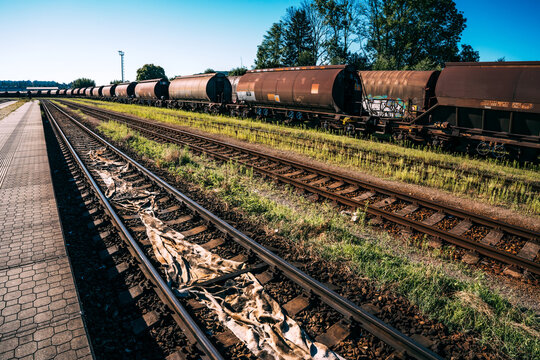 cargo train on railway