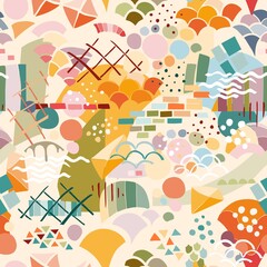 Obraz premium Abstract seamless pattern with colorful stains and dots.