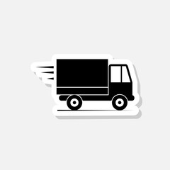 Delivery truck sticker icon isolated on white background