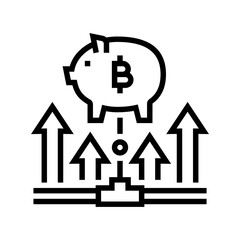 fundraising digital coin ico line icon vector. fundraising digital coin ico sign. isolated contour symbol black illustration