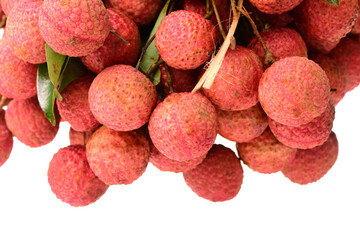 Lychee fruit. Fresh lychees fruit in isolated on white background 