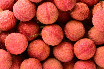 Lychee fruit. Fresh lychees fruit in isolated on white background 