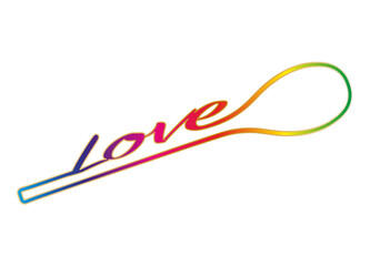 Mit Liebe gekocht - Regenbogen Kochlöffel mit Typo
