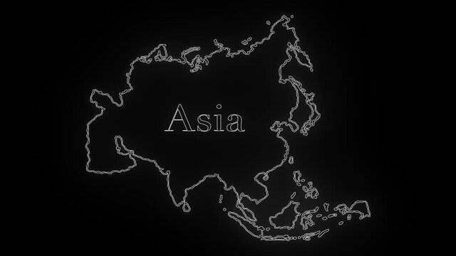 Map of Asia, Asia outline, Animated close up map of Asia
