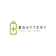 Letter e initials monogram technology design logo with energy saving battery
