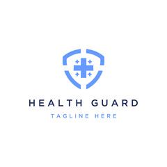 Obraz premium health protection or shield design logo with plus sign and sparkle