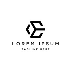 monogram logo design, lettermark initial  letter E with hexagon