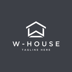 real estate design logo or letter W with house