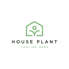 house plant design logo, or house with plants