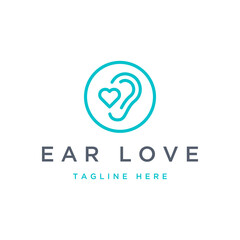 logo design ear care or ear with a love
