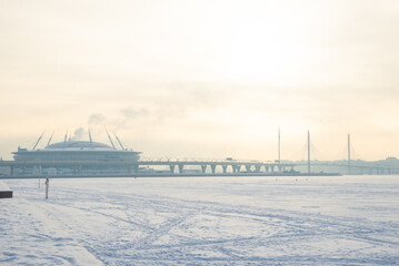 Winter landscape, gulf of finland, saint petersburg