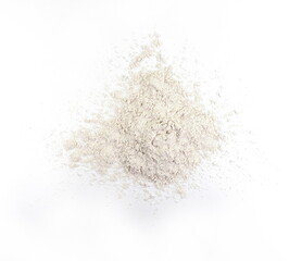A heap of milk whey protein isolated on  white background.