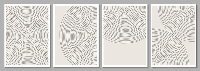 Geometric minimalist abstract hand painted poster for wall decor, print design. Vector illustration linear shapes canvas