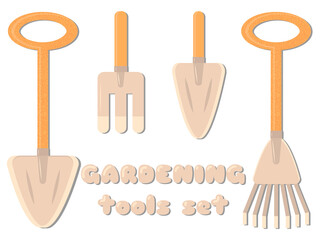 Gardening tools set. Vector outdoor illustrations