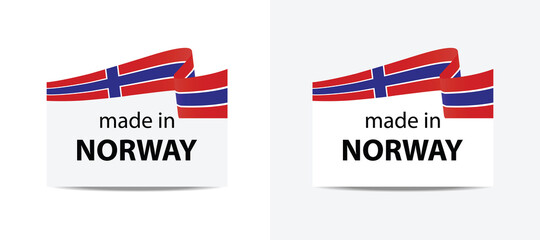 made in Norway vector stamp. bagge with Norway flag	

