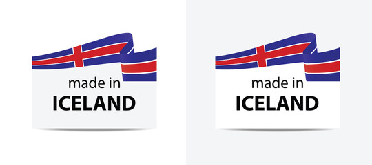 made in Iceland vector stamp. bagge with Iceland flag	
